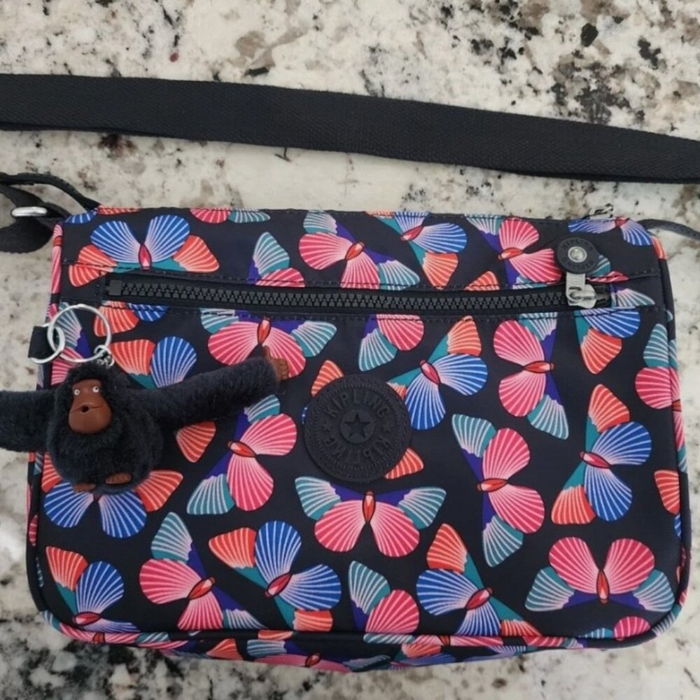 Kipling Alvar HB6492 Butterfly Print Crossbody Bag - Excellent Condition!